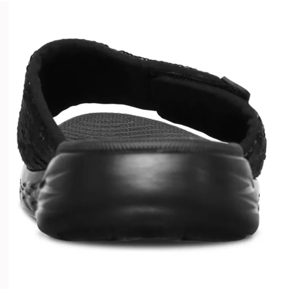 SKECHERS BLACK SEQUIN SLIDE SANDAL - Picture 8 of 9